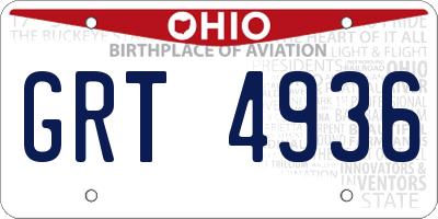 OH license plate GRT4936