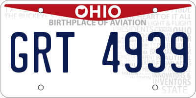 OH license plate GRT4939