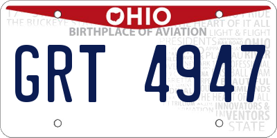 OH license plate GRT4947