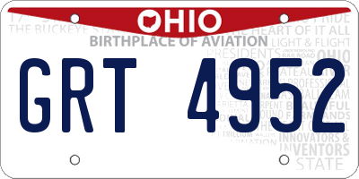 OH license plate GRT4952