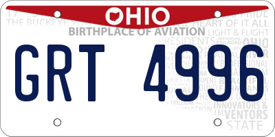 OH license plate GRT4996