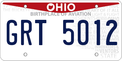 OH license plate GRT5012