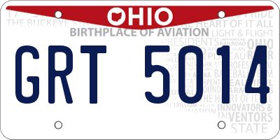 OH license plate GRT5014