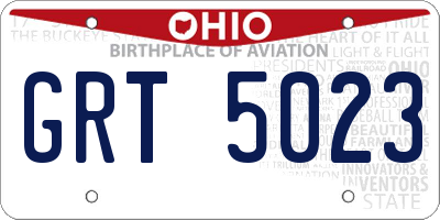 OH license plate GRT5023