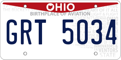 OH license plate GRT5034