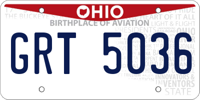 OH license plate GRT5036