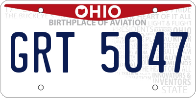 OH license plate GRT5047