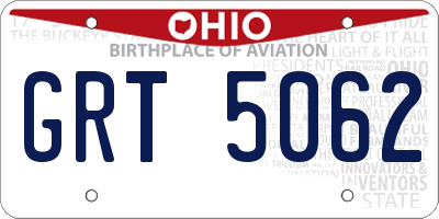 OH license plate GRT5062