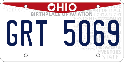 OH license plate GRT5069