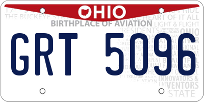 OH license plate GRT5096