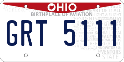 OH license plate GRT5111