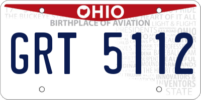 OH license plate GRT5112