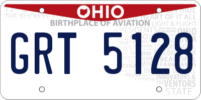 OH license plate GRT5128