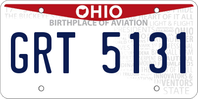 OH license plate GRT5131