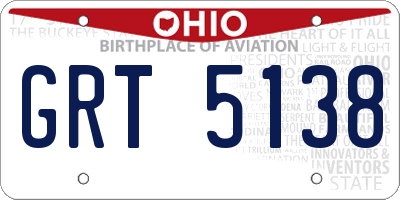 OH license plate GRT5138