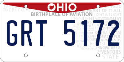 OH license plate GRT5172