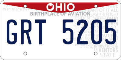 OH license plate GRT5205