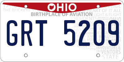 OH license plate GRT5209