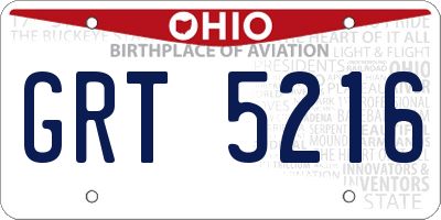 OH license plate GRT5216