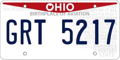 OH license plate GRT5217