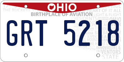 OH license plate GRT5218