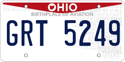 OH license plate GRT5249