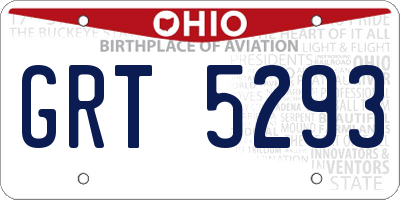 OH license plate GRT5293