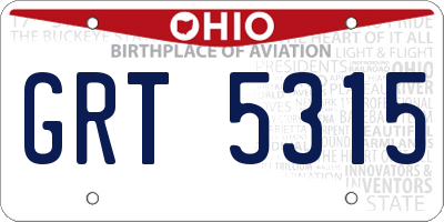 OH license plate GRT5315