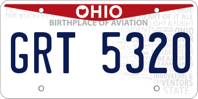 OH license plate GRT5320