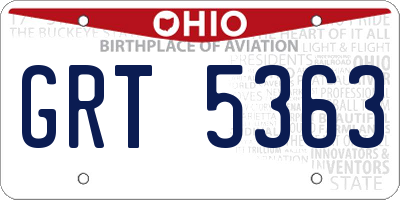 OH license plate GRT5363