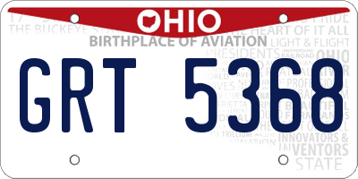 OH license plate GRT5368