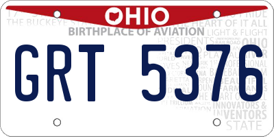 OH license plate GRT5376