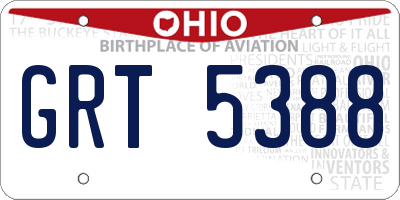 OH license plate GRT5388