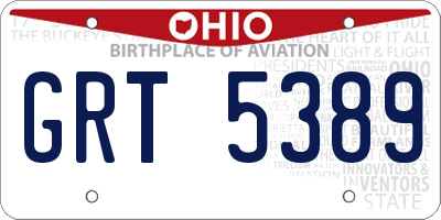 OH license plate GRT5389