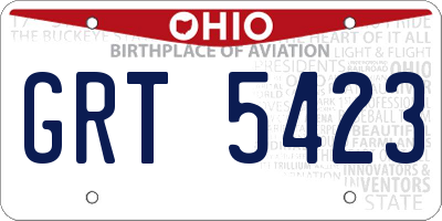 OH license plate GRT5423