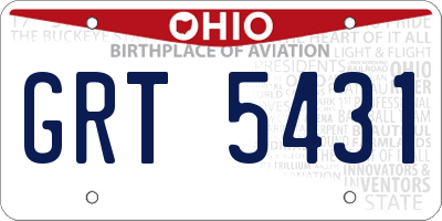 OH license plate GRT5431