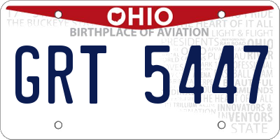 OH license plate GRT5447