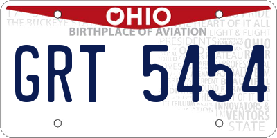 OH license plate GRT5454