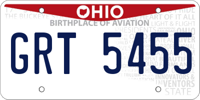 OH license plate GRT5455
