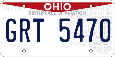 OH license plate GRT5470
