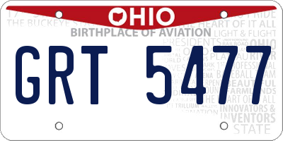 OH license plate GRT5477