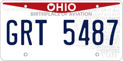 OH license plate GRT5487