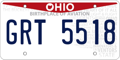 OH license plate GRT5518
