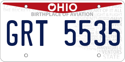OH license plate GRT5535