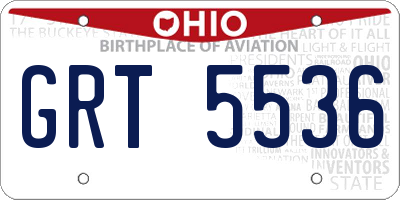 OH license plate GRT5536