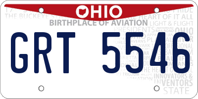 OH license plate GRT5546