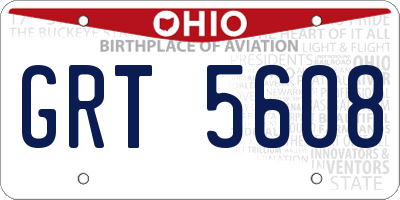 OH license plate GRT5608