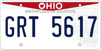 OH license plate GRT5617