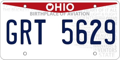 OH license plate GRT5629