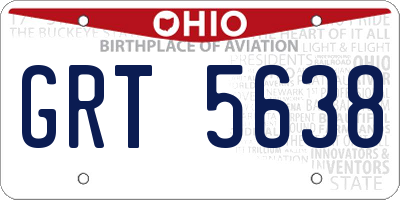 OH license plate GRT5638